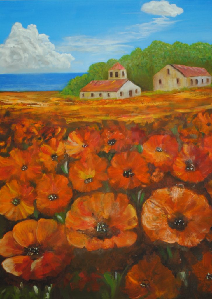 Art By Bruce, Oil Painting, Landscape, Poppies,