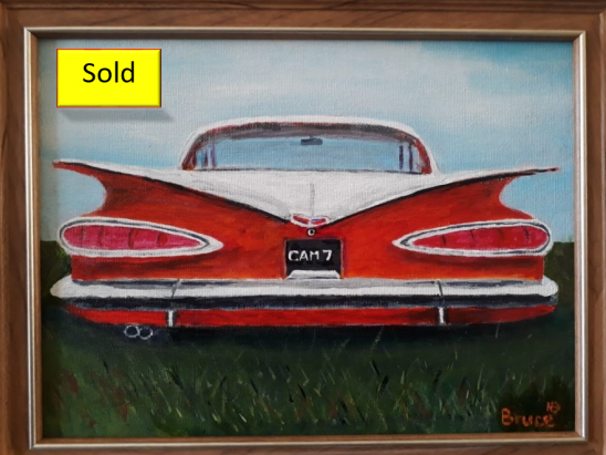 Art By Bruce, Acrylic Painting, 1959 Chevrolet Biscayne, Streetscape